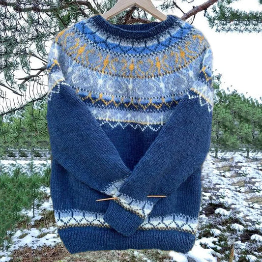 Melina - Isländischer Vintage Strick-Jacquard Pullover