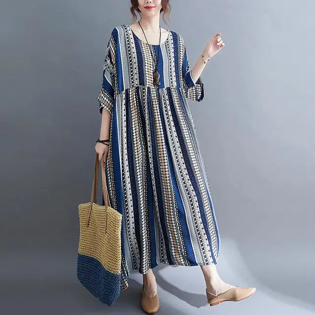 Sophie - Lässiges Maxikleid in Blautönen