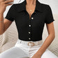 Schwarzes Herzknopf Shirt - Sophie