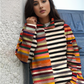 FallStil® - Buntes schwarz-weiß gestreiftes Sweatshirt mit Kapuze
