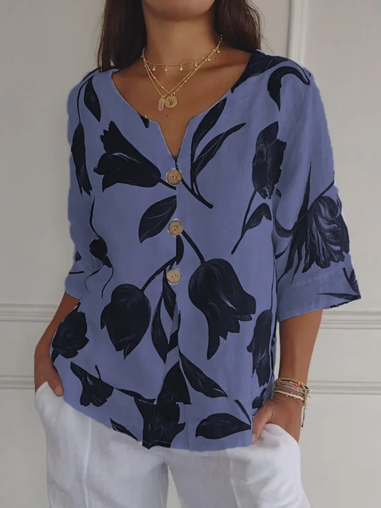 Damen Casual V-Ausschnitt Top - Tunika
