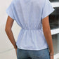 Hellblau-Weiß gestreifte Wickelbluse - Emma