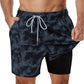 Marineblaue Badeshorts mit lebendigem