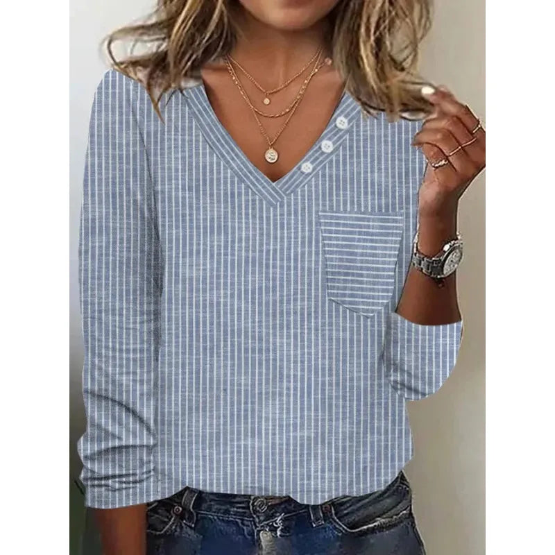 FallStil® - Schickes gestreiftes langärmeliges Top