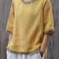 Ethno-Stil Leinentop - Boho-Chic & Komfort
