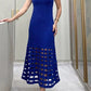 Gernalyn - Rustikales schulterfreies Patchwork-Maxikleid mit Ausschnitten