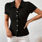 Schwarzes Herzknopf Shirt - Sophie