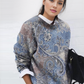 FallStil® - Modernes langärmeliges Top mit blauem Druck