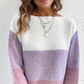 HerbstTrend® - Lila Color Block Langarmpullover