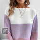 HerbstTrend® - Lila Color Block Langarmpullover