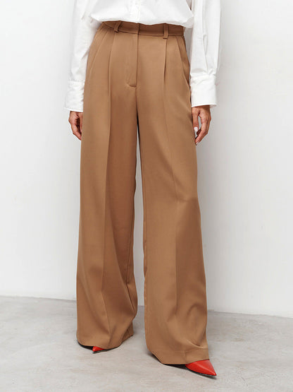 Gerade Hose mit hoher Taille und weitem Bein