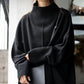 Monci® - Schwarzer einfarbiger Langarmpullover mit hohem Halsausschnitt