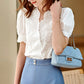 Retro V-Ausschnitt Besticktes Chiffonhemd - Ylana