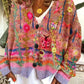 Fiona – damen-cardigan aus wollflanell mit retro-print