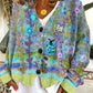 Fiona – damen-cardigan aus wollflanell mit retro-print