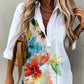 FallStil® - Aquarellblume Knopfleiste Tunika-Bluse