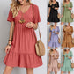 Inge | Retro V-Ausschnitt lockeres Freizeitkleid