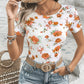 Weißes Blumen-T-Shirt - Lila