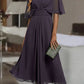PureWear® - Lila Einfarbiges Midikleid mit V-Ausschnitt