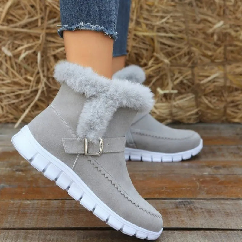 Reyna™ Warme knöchelhohe Schneestiefel aus Samt mit Schnallen-Design