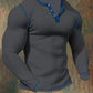 Lenn - Herren-Sport-Langarm-T-Shirt mit Waffelmuster und Henley-Kragen