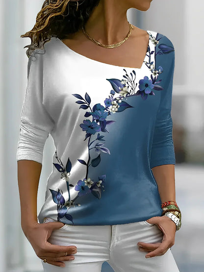 Octavia - Florales kontrastfarbiges Art Shirt