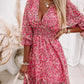 PureWear® - Winziges gerafftes kurzes Rüschen-Minikleid mit Blumenmuster