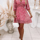 PureWear® - Winziges gerafftes kurzes Rüschen-Minikleid mit Blumenmuster