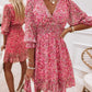 PureWear® - Winziges gerafftes kurzes Rüschen-Minikleid mit Blumenmuster