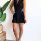 Sophie – Schwarzer Wickelkragen Jumpsuit