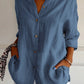 Celeste - Himmelblaue Leinenbluse