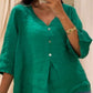 Zoe – Grüne Leinen-Baumwollbluse