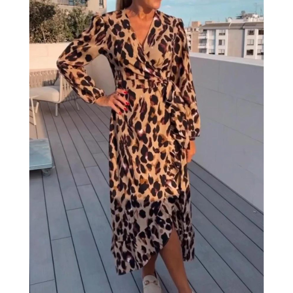 Elena - Leopard Midi Wickelkleid