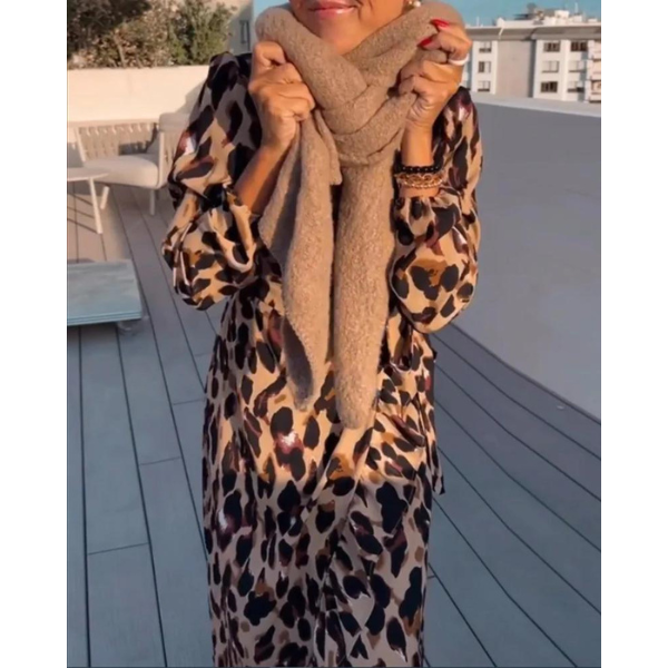 Elena - Leopard Midi Wickelkleid