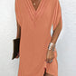 Mia - Olivgrünes V-Ausschnitt Kleid