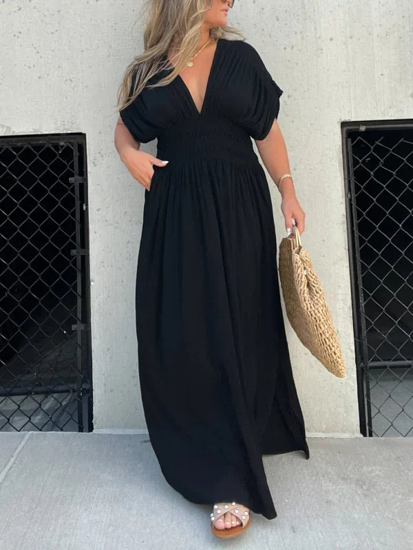 Maya | Schlitz V-neck Mühelos Maxi