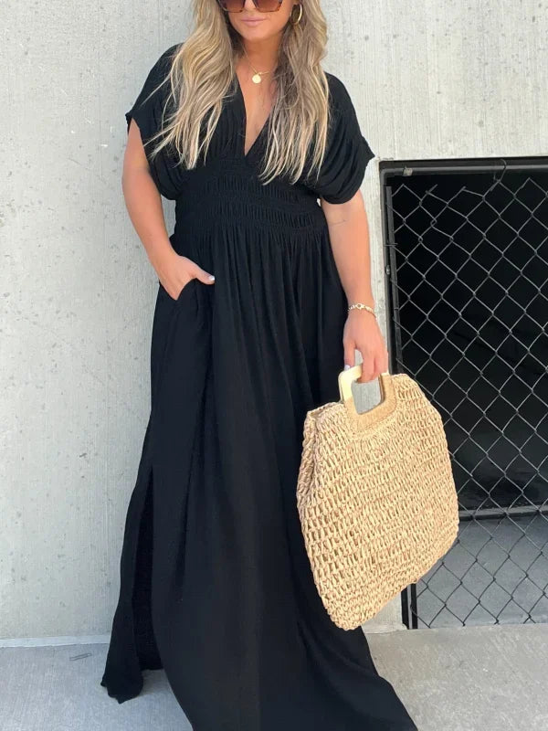 Maya | Schlitz V-neck Mühelos Maxi