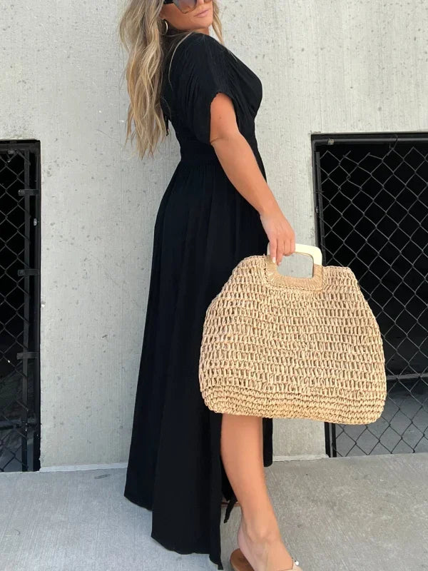 Maya | Schlitz V-neck Mühelos Maxi