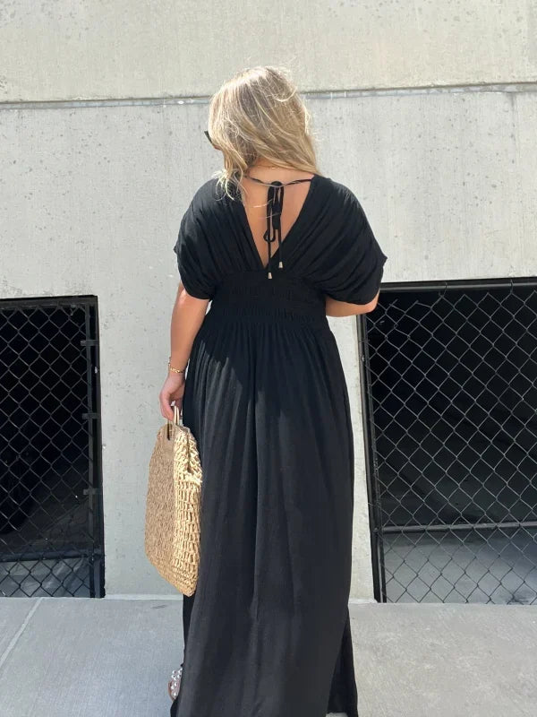 Maya | Schlitz V-neck Mühelos Maxi
