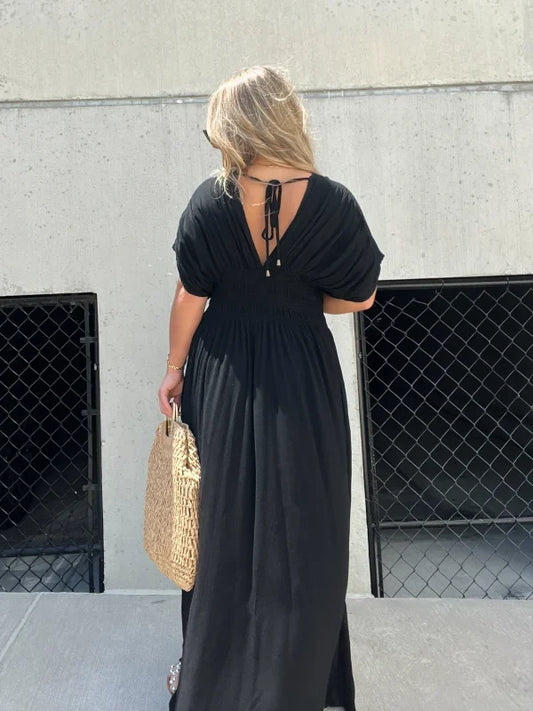 Maya | Schlitz V-neck Mühelos Maxi
