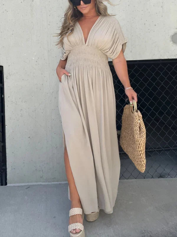 Maya | Schlitz V-neck Mühelos Maxi