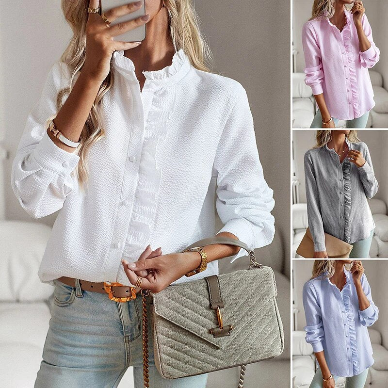 Elegante langärmelige Bluse mit Manschettenkragen - Froukje