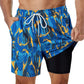 Marineblaue Badeshorts mit lebendigem