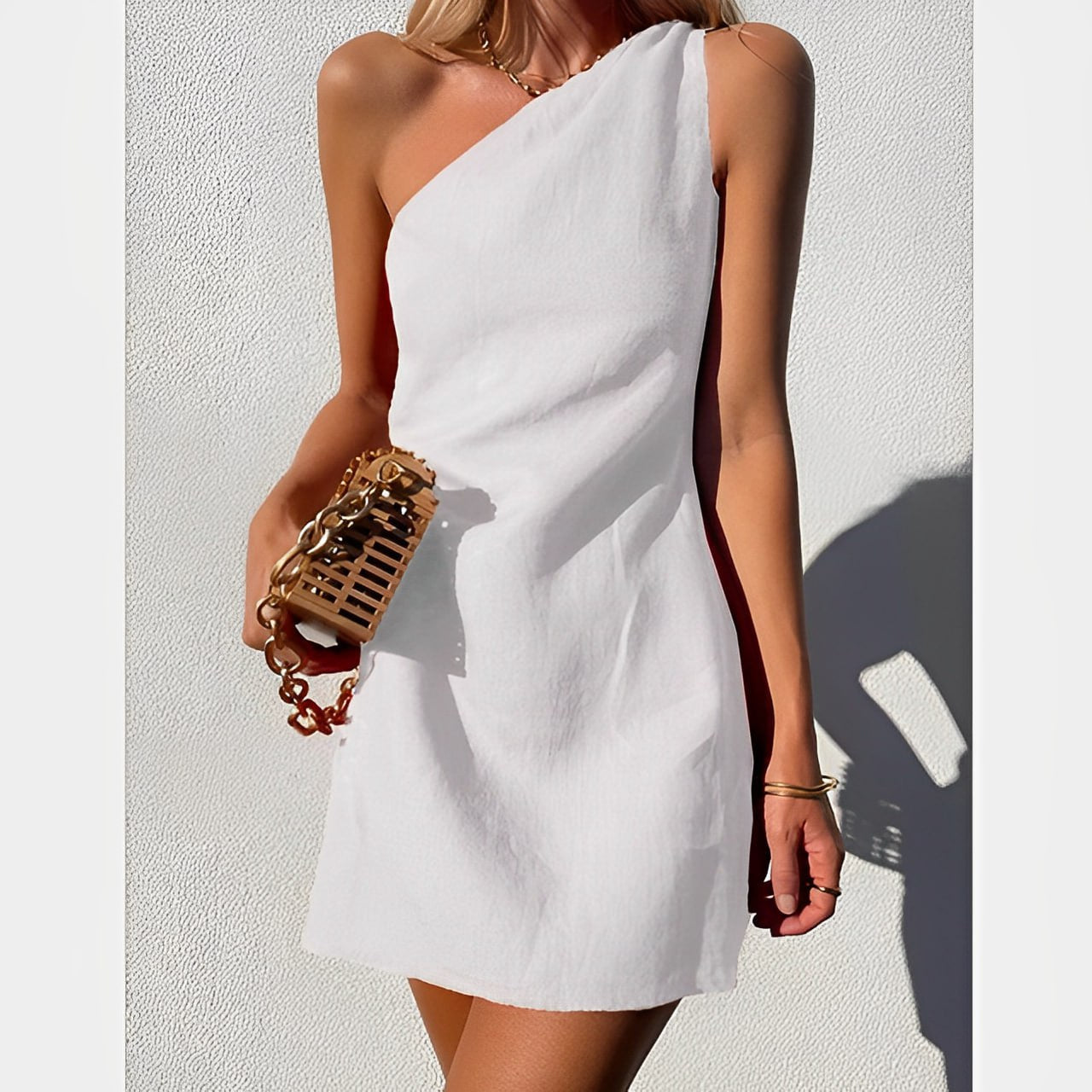 Mia - Weißes One-Shoulder-Kleid