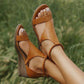 IVONNE - Schöne und superbequeme Vintage-Ledersandalen mit Absatz