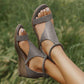 IVONNE - Schöne und superbequeme Vintage-Ledersandalen mit Absatz