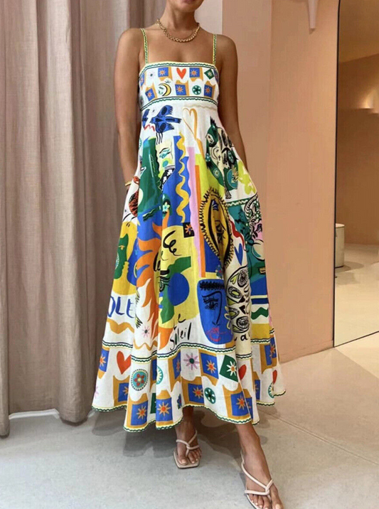 Carrie - Elegantes Print-Maxikleid