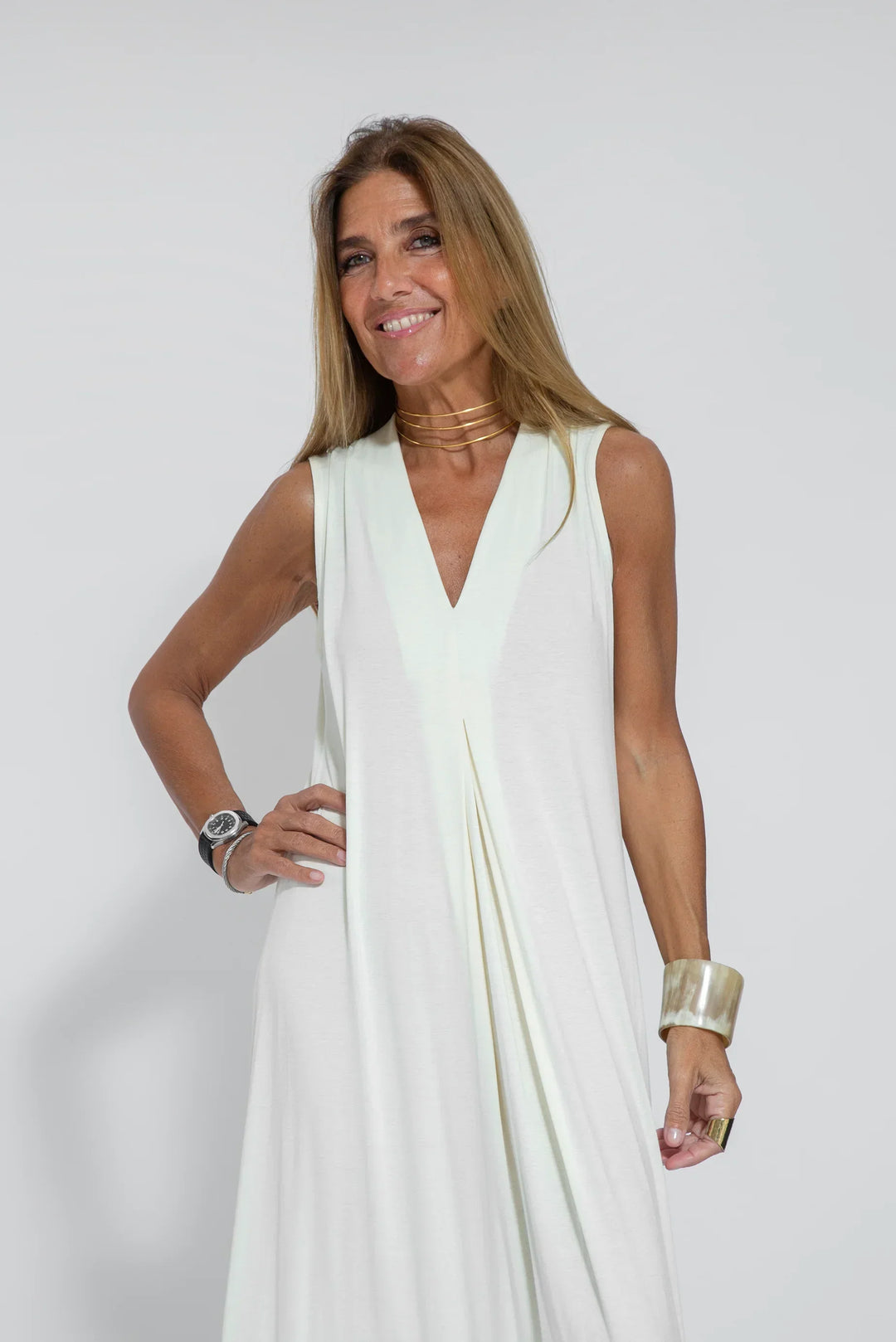 Elegantes Maxikleid mit V-Ausschnitt - Vienna