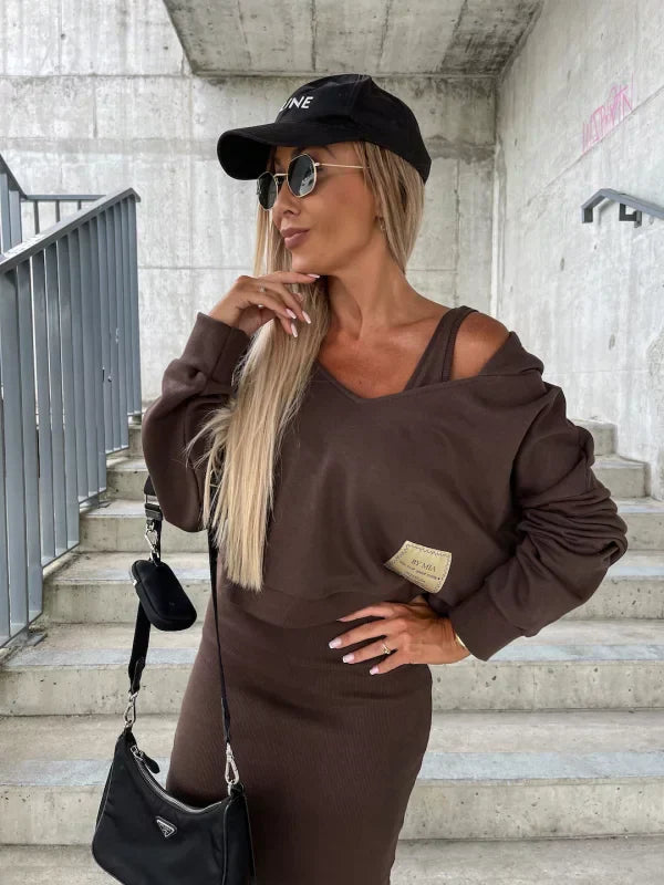 ELEGANTES KLEID UND SWEATSHIRT