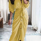 Harlet - Sommer Bandage Mode Knopf gerüschtes Kleid